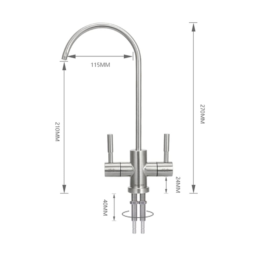Grifo de cocina cepillado de 360° con filtro de agua RO, sistema de ósmosis inversa de 1/4 pulgadas, grifo de agua potable para fregadero de cocina, fácil instalación, diseño