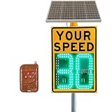 Rilevatore di velocità radar solare, segnale di limite di velocità a LED, 60 x 90 cm, impermeabile IP65, con pannello solare e telecomando per strade autostradali