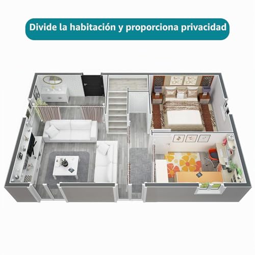 Miniatura 7 de Divisor De Ambientes, Barra De Cortina, Flexible, Ajustable, Separador De Habitaciones O Barra De Cortina, Protección Visual Para Salón, Dormitorio U Oficina De Metal, 178 Cm De Ancho X 317 Cm De Alto