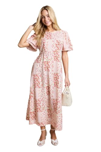 Dorothy Perkins Angel Sleeve Seam Detail Midi Dress, 8, Floral