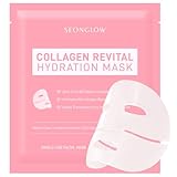 SEONGLOW Collagen Hydration Mask, 100-Dalton Ultra-Low Molecular Collagen & Peptide Complex, Deep Hydration, Elasticity & Pore Care, 34g / 1.19 oz (1 Sheet) x 4ea