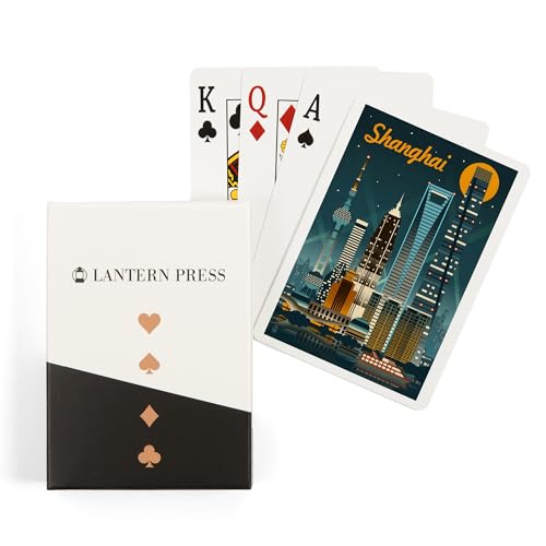Lantern Press Naipes Poker Retro Skyline Shanghai China