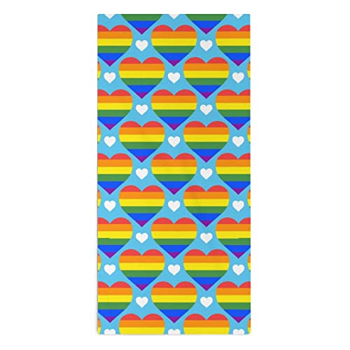 Toalla Bandera del Orgullo Corazones del Arco Iris Secado Rápido Toalla Piscina Absorbente Sin Arena Mano Ducha Toalla para Piscina Playa Vacaciones 40X70Cm