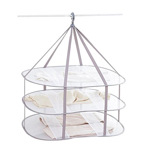 Looca 3-Tier Folded Mesh Clothes Hanging Dryer Sweater Drying Rack 30.3" L * 24.5" W*30.7" H by Looca - Used condition - US$14.82