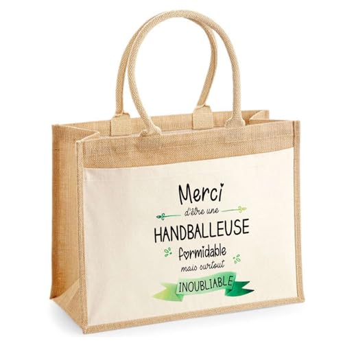 Grand sac de shopping en jute durable avec pochette avant texturée