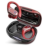 HAOYUYAN Wireless Earbuds Bluetooth 5.3 Headphones with 80H Playback, IPX7 Waterproof Over Ear Buds with LED Power Display for Sports Running Workouts（Cola Red）