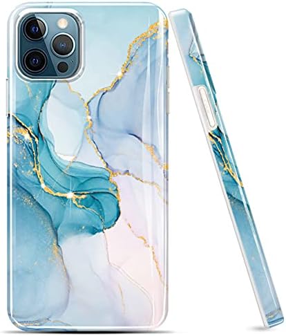 luolnh Gold Glitter Sparkle Case Compatible with iPhone 13 Pro Case Marble Design Shockproof Slim Soft Silicone TPU Bumper Cover Phone Case for iPhone 13 Pro 6.1 Inch 2021-Abstract Mint