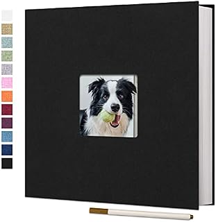 Vienrose Large Photo Album Self Adhesive for 4x6 8x10 10x12 Pictures Scrapbook Album DIY 40 Blank Pages with A Metallic Pen