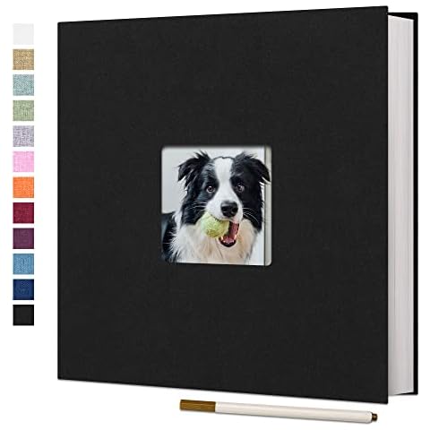 Vienrose Large Photo Album Self Adhesive for 4x6 8x10 Pictures Linen Scrapbook Album DIY 40 Blank Pages with A Metallic Pen Cover