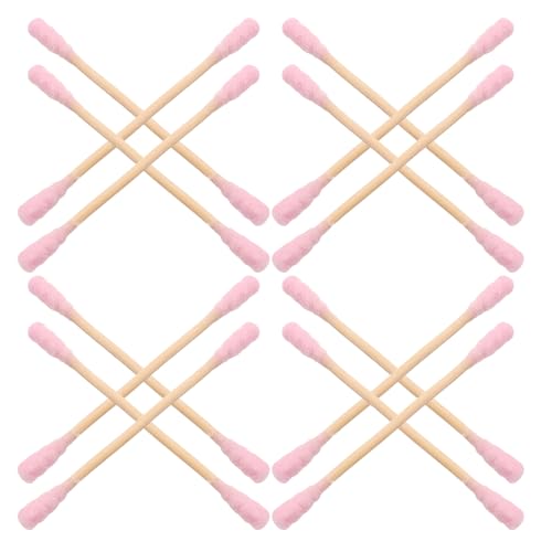 SMASOLO 1000 Piezas Bastoncillos de Algodón Doble Punta Rosa para Maquillaje y Limpieza de Oídos Hisopos Espirales con Palos de Madera para Aplicación Precisa y Cuidado Cosmético
