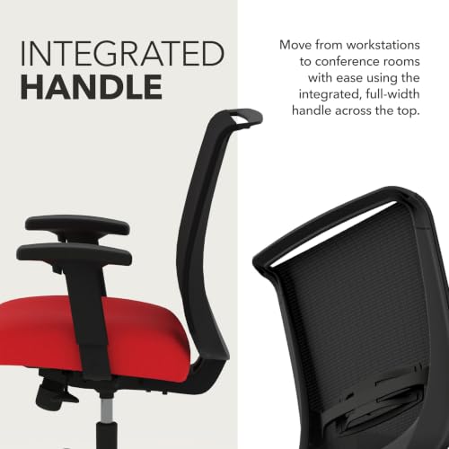 Image of HON Convergence Ergonomic Office Chair with Mesh Back, Adjustable Arms, Lumbar Support, Synchro‑Tilt Desk Chair with Wheels for Home Office or Computer Use, Black Frame, Ruby