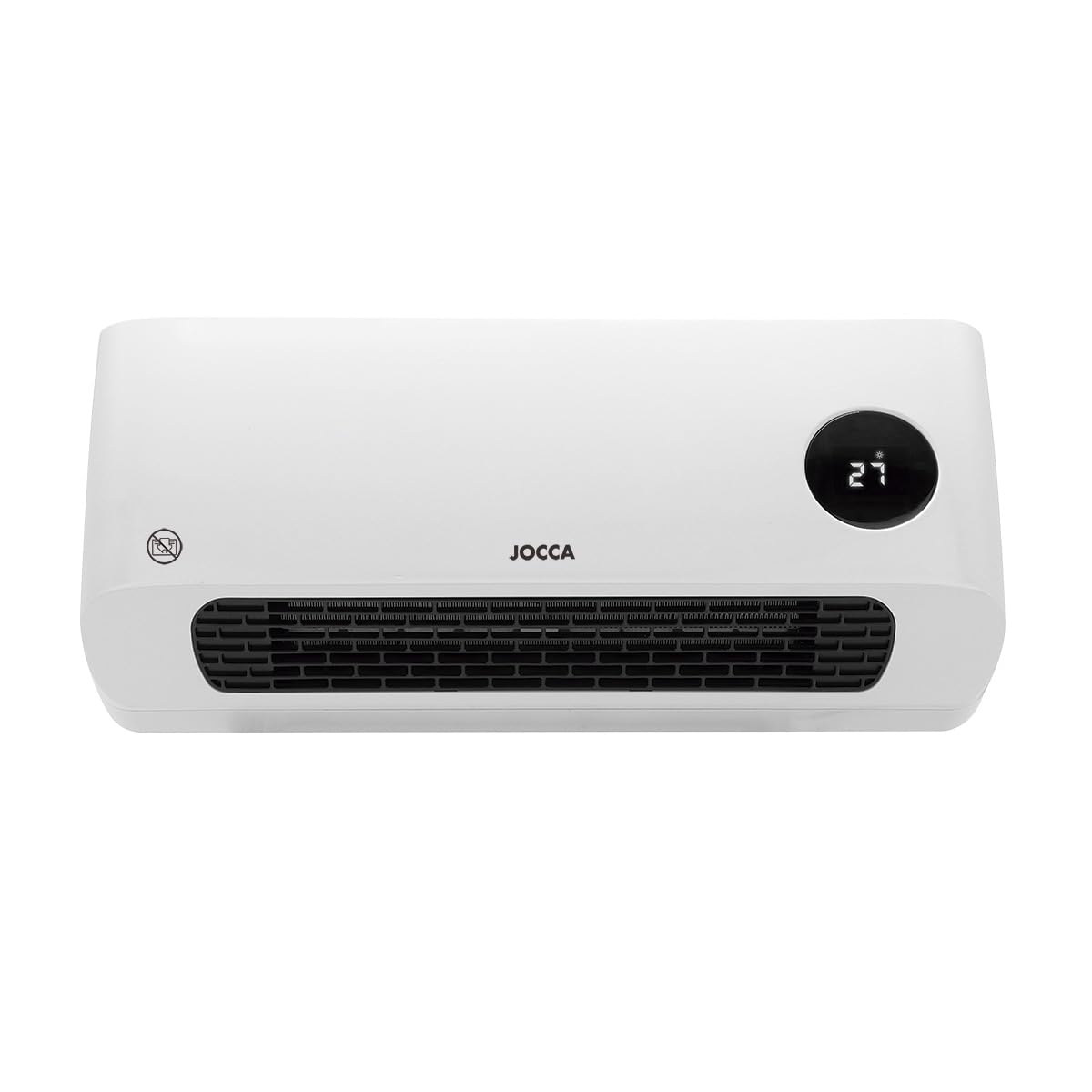 JOCCA - Calefactor de Pared 2000W con Tecnología Cerámica PTC | Ventilador Térmico Frío-Calor, Montaje en Pared, Pantalla LED y Control de Temperatura, Seguro y Silencioso