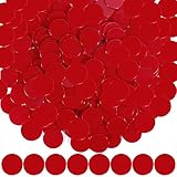 Coopay 300 Pieces Plastic Learning Counters Disks Bingo Chip Counting Discs Markers for Math Practice and Poker Chips Game Tokens,1 Inch (Red Style 1)