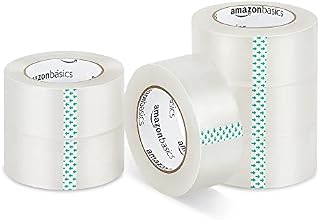 Amazon Basics Moving and Storage Packaging Tape, 4.7 cm width x 99.6 meters length, Clear, 6-Pack