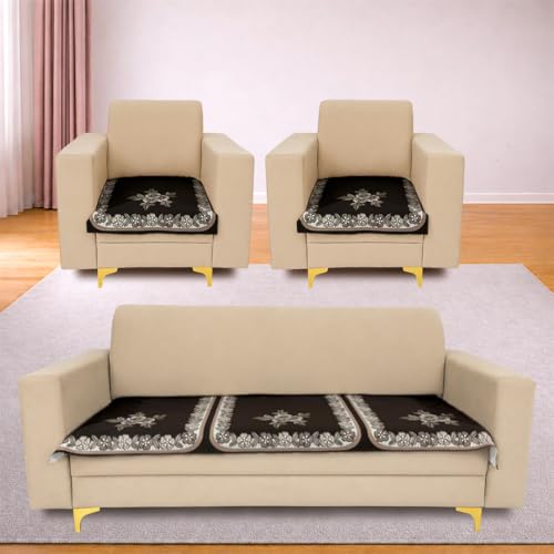 Image of Homerz Premium 'Luxe Series' Sofa Cover | Holland Velvet Fabric | Smooth Finish | Anti-Slip Fleece Backing Couch Protector (Royal, 5 (3+1+1) Seater, Only Seat Cover)