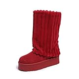 CARLKARIDA Women's Platform Fur Boots, Fuzzy Fleece Lined Ankle Booties, Anti-Slip