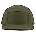 THE HAT DEPOT Made in USA 5 Panel Genuine Leather Brass Closure Flat Brim Biker Cap (Olive)