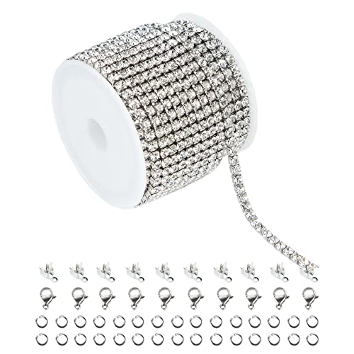 Chaîne de fermeture en acier inoxydable argenté de 5m avec strass en cristal pour bijoux DIY
