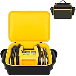 Tanmqin Case for DEWALT DCC020IB 20V MAX Tire Inflator Air Pump Storage Bag | Padded Organizer with Pockets for Dewalt Air Compressor's Accessories, Garage Storage, Roadside Emergencies-Case Only Yellow