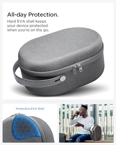 Spigen Klasden Tragetasche mit Hartschale Entworfen für Apple Vision Pro M5 (2025) / M2 (2024) Premium Pouch mit Ledergriff und Abnehmbarer Innentasche für Zubehör, Perfeckter Schutz - Anthrazitgrau