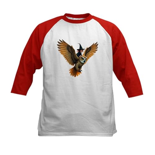 CafePress A Giant Owl Through A Moonlit Sky Kids Baseball T Shirt Kids Cotton Baseball Jersey, 3/4 Raglan Sleeve Shirt