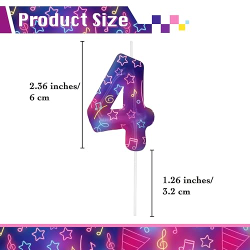 Image of Purple Number 4 Birthday Candles, Cartoon Themed Cupcake Toppers for Boys Girls Cake Decorations, Cake Toppers, Birthday Decorations Party Supplies, Number Candles for Party Decor