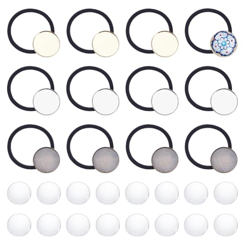 Élastiques cheveux vierges cabochons verre dôme transparent pour loisirs créatifs DIY