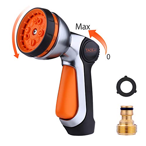 Preisvergleich Produktbild TACKLIFE Gartenbrause, Garten Handbrause Einhandbedienung,10 Bewässerungsmuster, 100% Metall Multifunktion Wasserpistole, geeignet für Autowäsche, Gartenbewässerung, Haustier Wasche-GSG1A