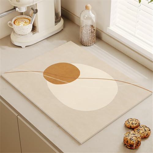 Highdi Alfombrilla Escurreplatos, Antideslizante Alfombrilla Fregadero Cocina Súper Absorbente Alfombra Secado de Platos, para Mostrador de Cafetera Mesa de Comedor (50x60cm,textura curva 1)