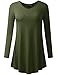 A.F.Y All For You Women's Long Sleeve V-neck Flare Hem Tunic Olive X-Large