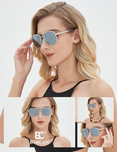Image of BIRCEN Polarized Aviator Sunglasses Womens: Acetate Glasses UV Protection