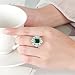 Hebelee Princess Cut CZ Wedding Engagement Ring for Women Big Crystal Cluster Adjustable Finger Band Rings Comfort Fit Fashion Art Deco Birthday Wedding Christmas Jewelry (Green)