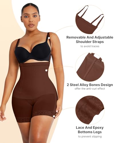 Image of SHAPELLX Faja Colombianas Side Zipper Tummy Control Postpartum Shapewear | Butt Lift Body Shaper, 3-Layer Firm Compression, Side Zipper Easy Wear, Open Crotch, Adjustable Straps, Daily & Postpartum