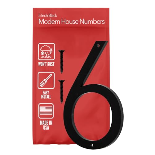 Discovered Designs 5" (6) Modern Address House Numbers for Outside