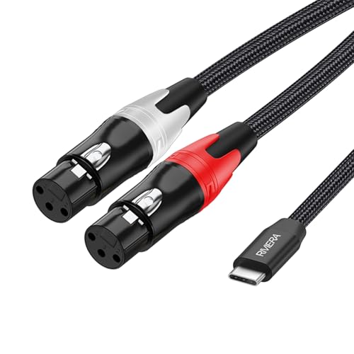 Câble de qualité USB C vers 2 XLR femelles RIVIERA en nylon tressé robuste