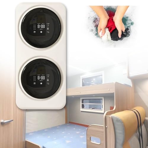 levigationlu Lavadora Portátil, Secadora Compacta De 2×3.5L para Apartamentos, Secadora Eléctrica De Pared, con Tina De Acero Inoxidable, 4 Modos De Secado Rápido
