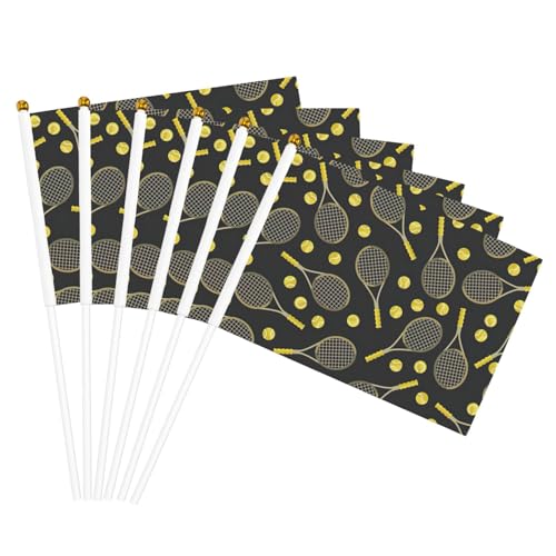Divertidas raquetas de tenis y pelotas de tenis estampadas, banderas de mano, banderas ligeras para fiestas, desfiles, eventos, festivales, decoración