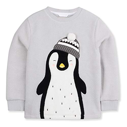 Image of Kids Unisex Penguin Applique Cotton Blend Nightsuit (WS-NSUIT-4415 Grey)