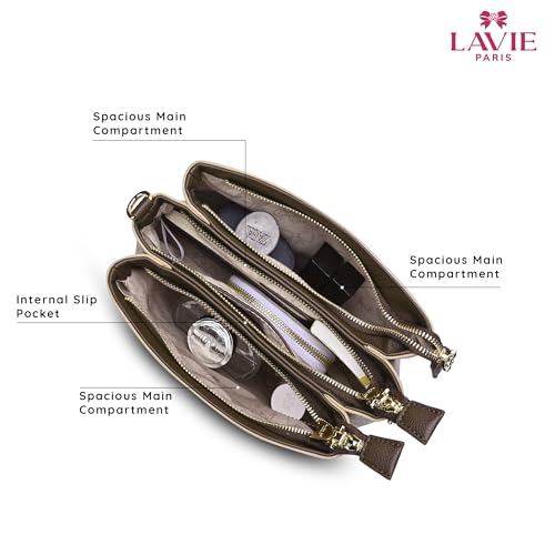 Image of LAVIE PARIS Women's Lior 3 Compartment Crossbody Sling Bag | Ladies Purse Handbag | Gift for Women