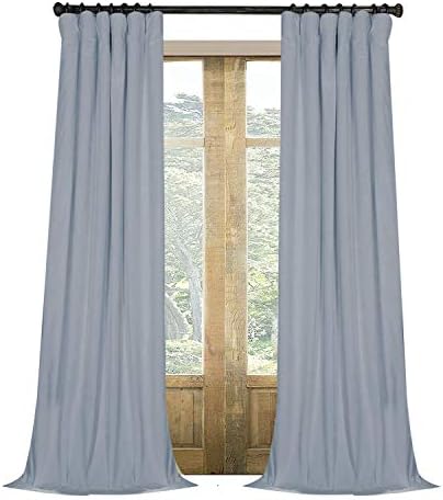 Artdix Blackout Curtains Panels Window Drapes - Light Blue 50W x 120L Inches (2 Panels) Velvet Lined Back Tab Nursery Insulated Solid Thermal Custom Curtains for Bedroom, Living Room, Kids Room