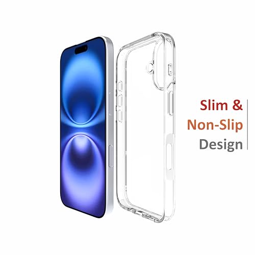 Image of TPU For Iphone Clear Case 16, [Anti-Yellowing Technology] [Military Grade Drop Protection] Shockproof Slim Hybrid Phone Case For Iphone 16 - Crystal Clear