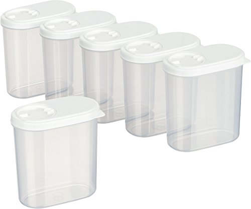 MiraHome lot de 6 boîtes à épices boîtes verseuses boîtes de conservation qualité autrichienne (blanches, 0,30 l)