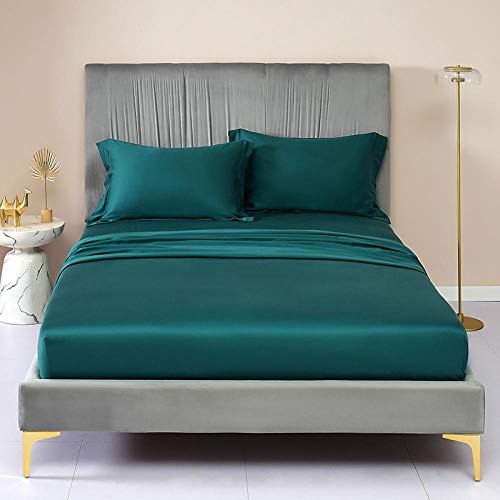 Drap housse en Tencel grand bonnet 30cm vert literie 3 pièces double lit