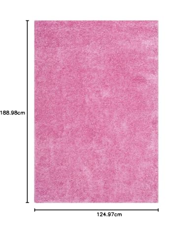 Image of Imra Carpet for Home Handwoven Fluffy Shag Collection with 2 inch Thickness 4.1 X 6.2 Feet (120X180 cm) Color Pink