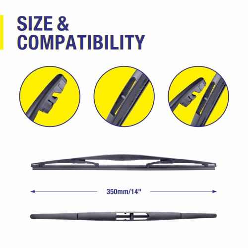 5 Plus Rear Wiper Blade 14 Inch (14-B), Replacement For Subaru Forester 2022-2006 Ascent 22-19 Impreza 11-04 Legacy 09-05 Outback 19-05 Tribeca 14-06 /Honda Crv 11-07 Fit 20-07 Back Windshield +More #TOP2
