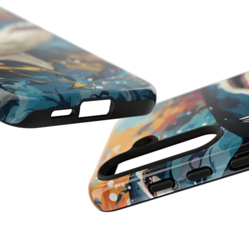 Coque Samsung S24 requin abstrait et vagues ocean rigide brillante