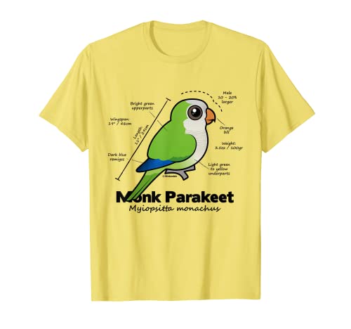 Cute Monk Parakeet Bird Statistics | Cartoon Parrot Design T-Shirt