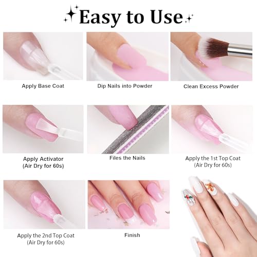 EODCI 1 Oz/28g Dipping Powder Nails, Dip Pulver Nagel Starter Kit Weiß Dipping Powder Acryl Nail Puder Glitzer Powder für Nails Art Maniküre DIY Salon