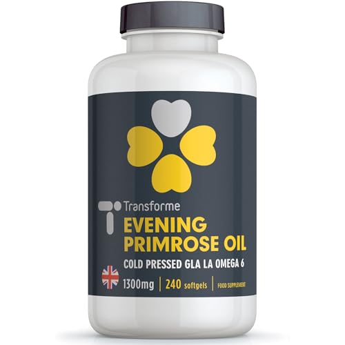 Evening Primrose Oil Capsules 1300mg, 240 Softgels, Cold Pressed Omega 6, GLA...