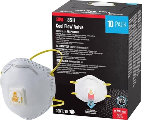 3M 8511 N95 Cool Flow Valved Respirator, 10-Pack